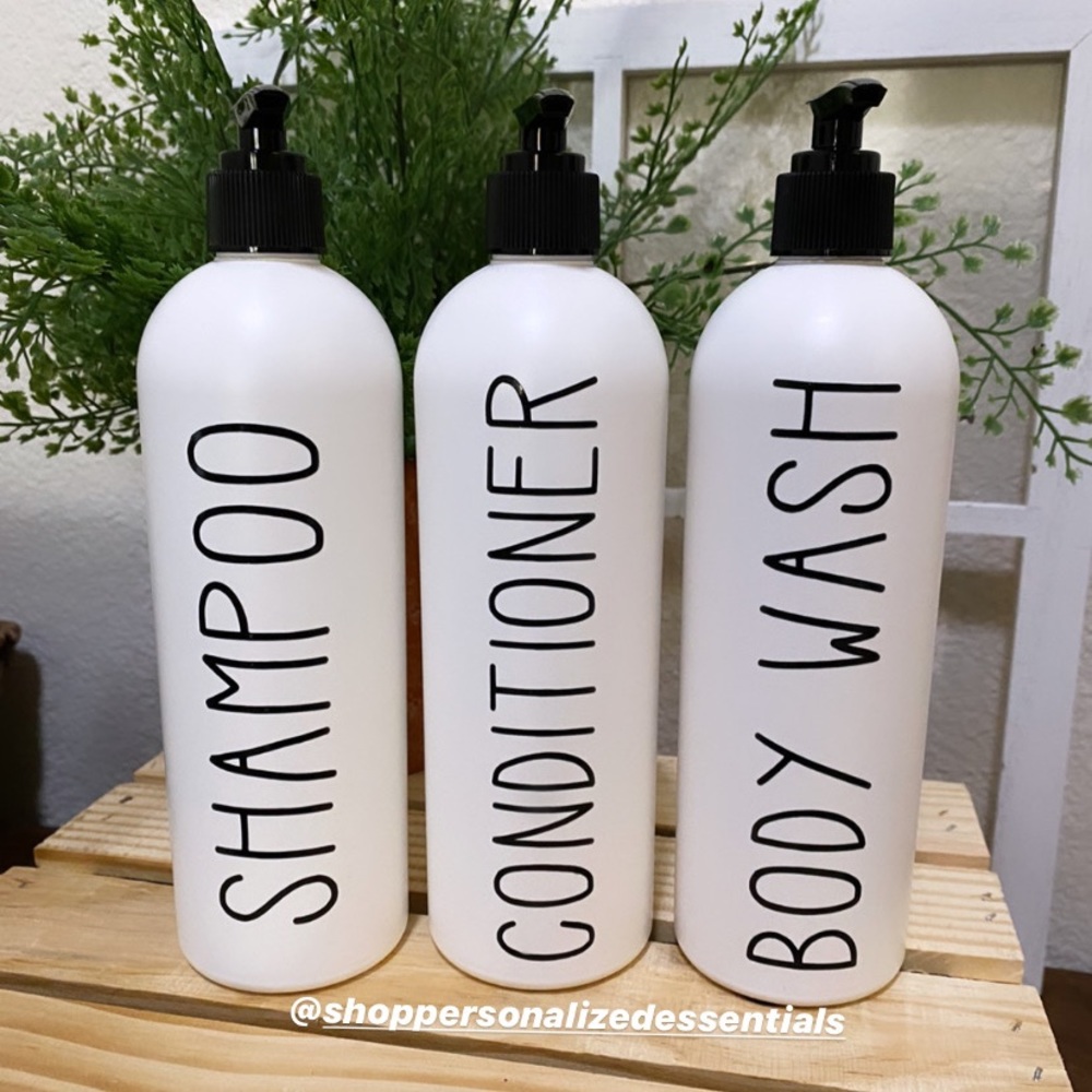 Set of 3 Dispenser Refillable Plastic Bottles